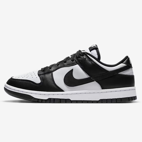 NIKE Dunk Low Retro Leather Sneakers In Panda. Black/White. Mens 7.5/Womens 8.5. - Picture 1 of 16